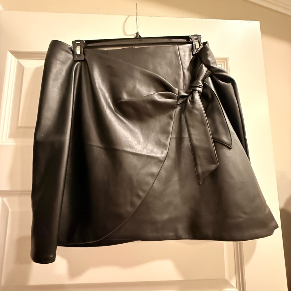 LOFT Black Faux Leather Mini Skirt